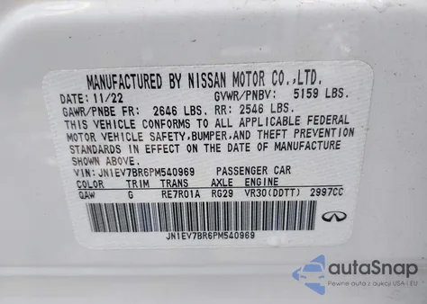 2023 Infiniti Q50 Luxe Awd из США, поврежденный, VIN JN1EV7BR6PM540969